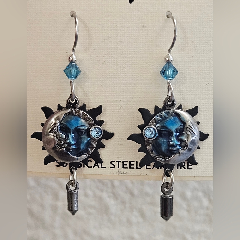 SILVER FOREST Silver Forest Blue Eclipse Layered Earrings Sun Moon - Picture 5 of 8